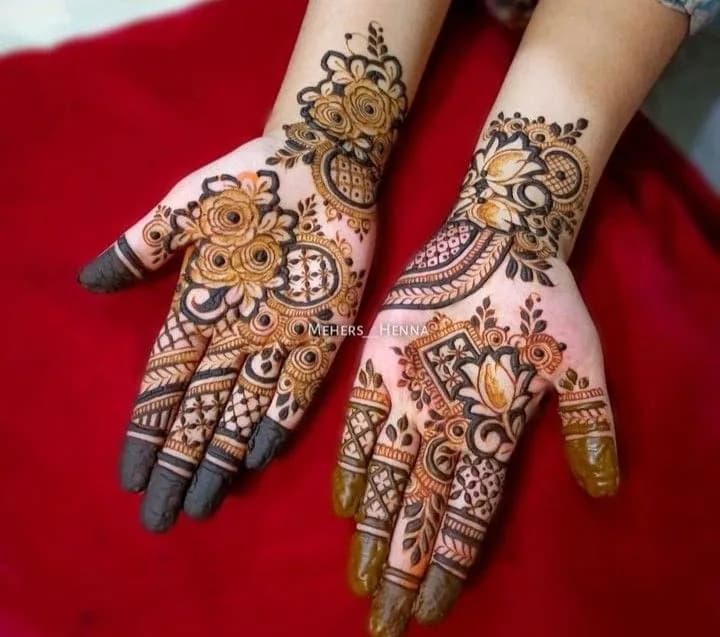 Festival floral mehandi on both hands
