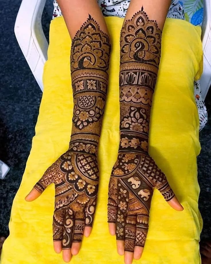 Full hand bridal mehandi with jaal and mandala work, Hazaribagh