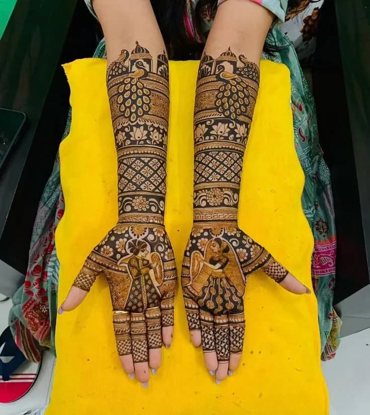 Royal couple portrait mehandi on the palm, Hazaribagh